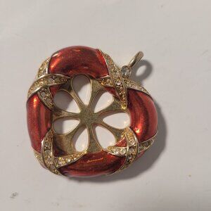 Vintage Trifari Ornament Heart Shaped Photo Frame Enamel